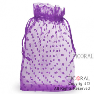 BOLSA ORGANZA VIOLETA 20X25 LUNARES HS3978-5 x 1